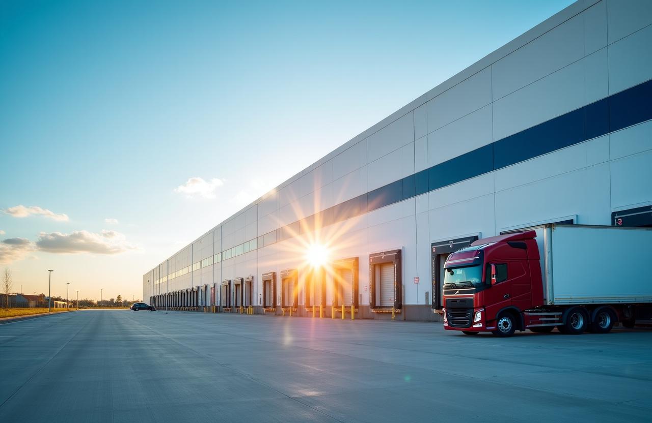 Modern logistics warehouse exterior