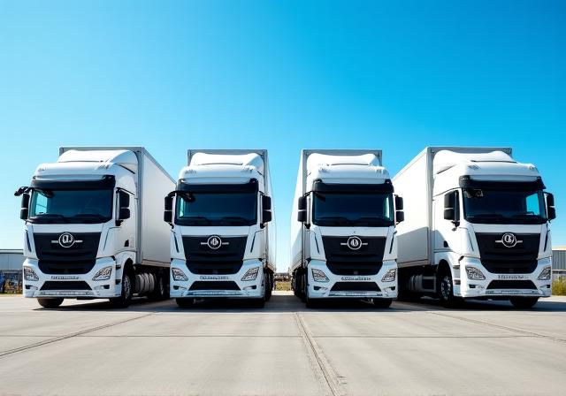 A neat row of RYAN STILES DISTRIBUTION CO. INC. trucks at the terminal